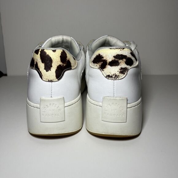 Loeffler Randall Kiera Platform Sneaker 9 Leather Suede Leopard Calf Hair Shoes - Picture 4 of 11